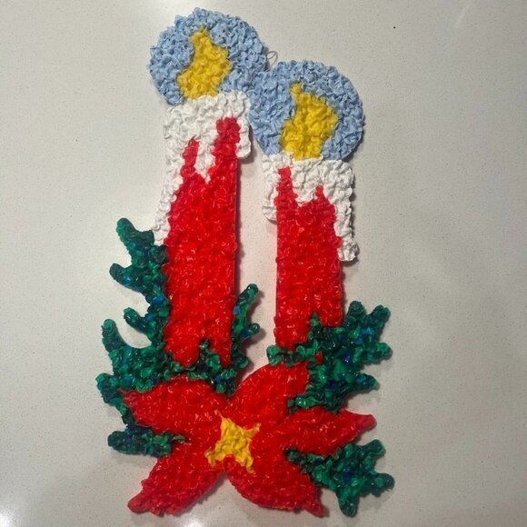 Retro1970s Popcorn Plastic Candle Wall Hanging Christmas Decoration New - Picture 1 of 4